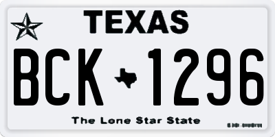 TX license plate BCK1296