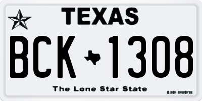 TX license plate BCK1308