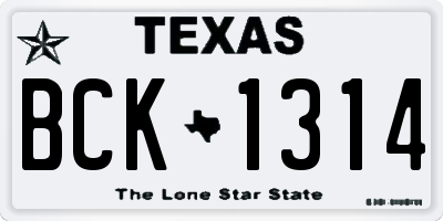 TX license plate BCK1314