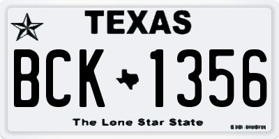 TX license plate BCK1356