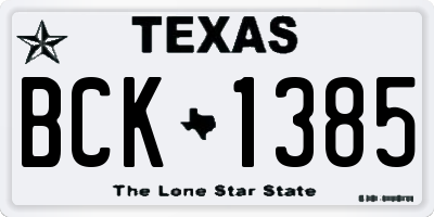 TX license plate BCK1385