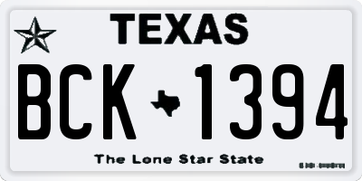 TX license plate BCK1394