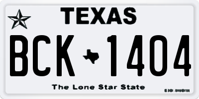 TX license plate BCK1404