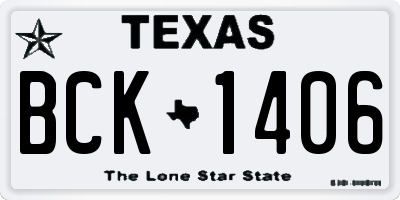 TX license plate BCK1406