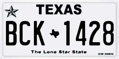 TX license plate BCK1428