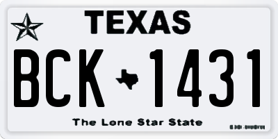 TX license plate BCK1431