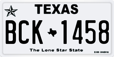 TX license plate BCK1458