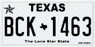 TX license plate BCK1463