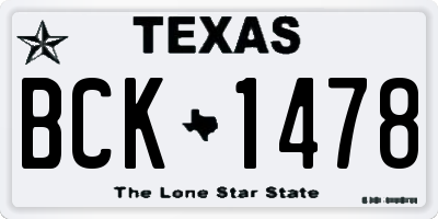 TX license plate BCK1478