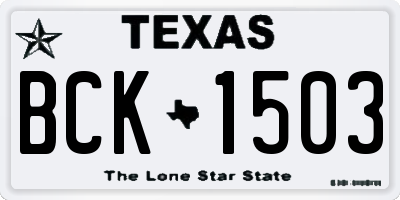 TX license plate BCK1503
