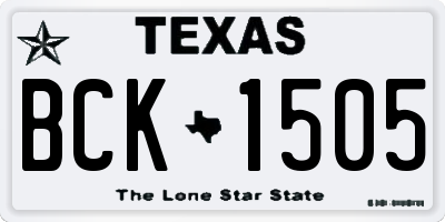 TX license plate BCK1505