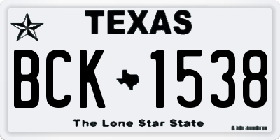 TX license plate BCK1538