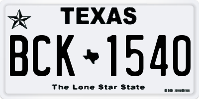 TX license plate BCK1540