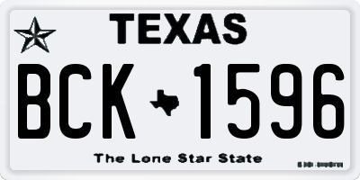 TX license plate BCK1596