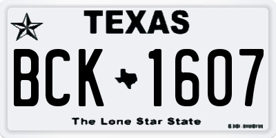 TX license plate BCK1607
