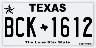 TX license plate BCK1612