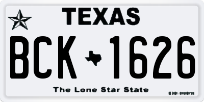 TX license plate BCK1626