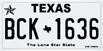 TX license plate BCK1636