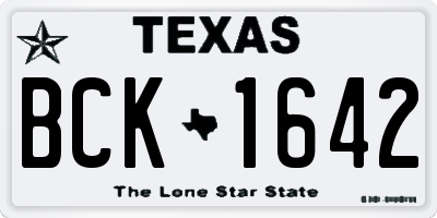 TX license plate BCK1642