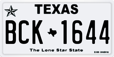 TX license plate BCK1644