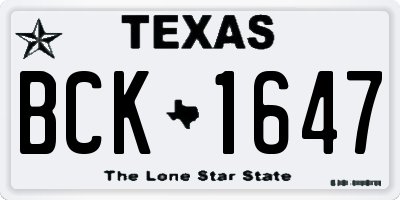 TX license plate BCK1647