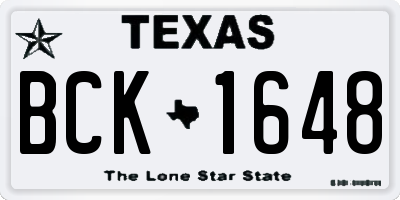 TX license plate BCK1648