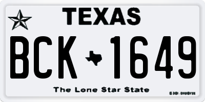 TX license plate BCK1649