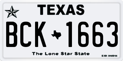 TX license plate BCK1663