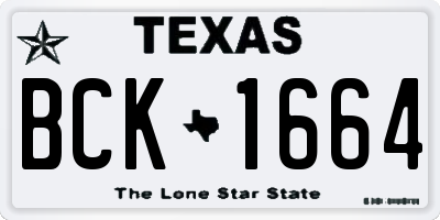 TX license plate BCK1664