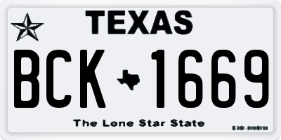 TX license plate BCK1669