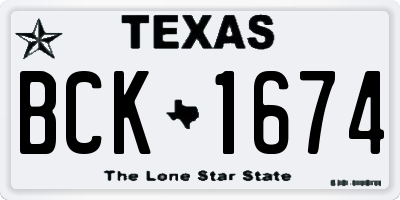 TX license plate BCK1674