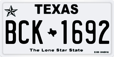 TX license plate BCK1692