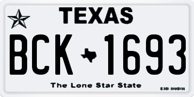 TX license plate BCK1693