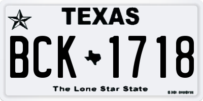 TX license plate BCK1718