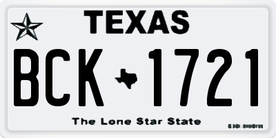TX license plate BCK1721