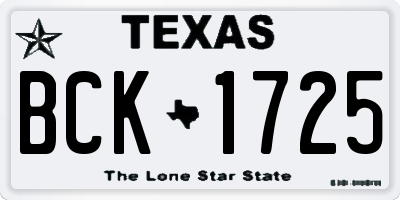 TX license plate BCK1725