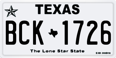 TX license plate BCK1726