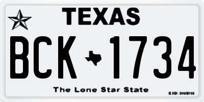 TX license plate BCK1734