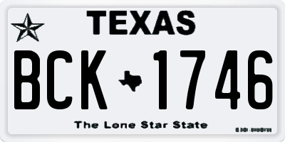 TX license plate BCK1746