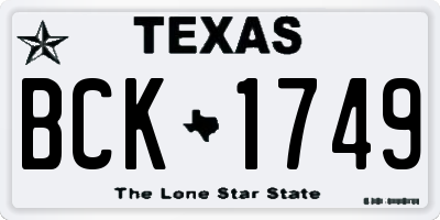 TX license plate BCK1749