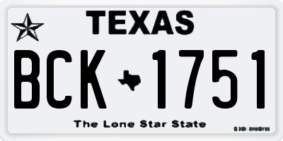 TX license plate BCK1751