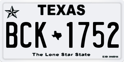 TX license plate BCK1752