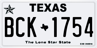 TX license plate BCK1754