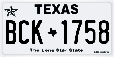 TX license plate BCK1758