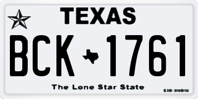 TX license plate BCK1761