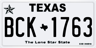 TX license plate BCK1763
