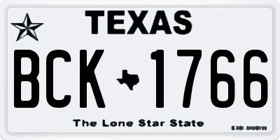 TX license plate BCK1766