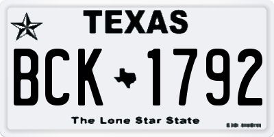 TX license plate BCK1792
