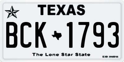 TX license plate BCK1793