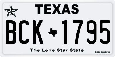 TX license plate BCK1795